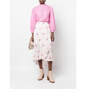 LoveShackFancy Floral Print Midi Skirt - X-Small - $325